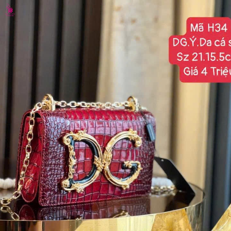 Túi xách DG. Ý cá sấu đỏ đô size 21.15.cm ( Mã H34)